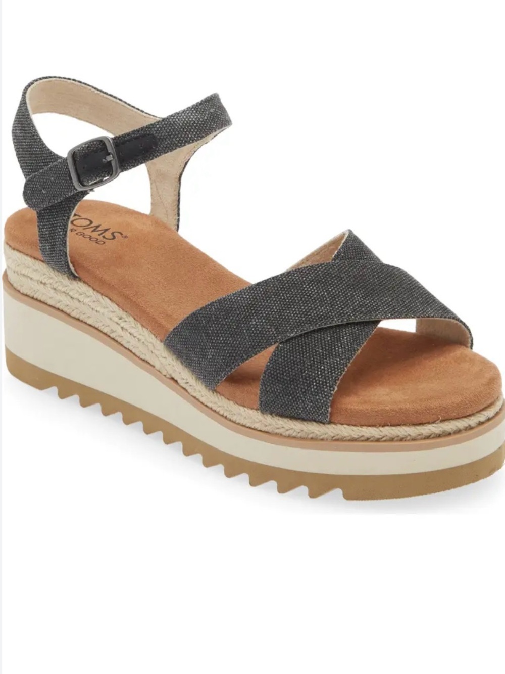 Toms Grey Platform Ankle-Strap Sandals